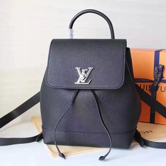 Louis Vuitton Supple Leather Lockme Backpack Noir M42281