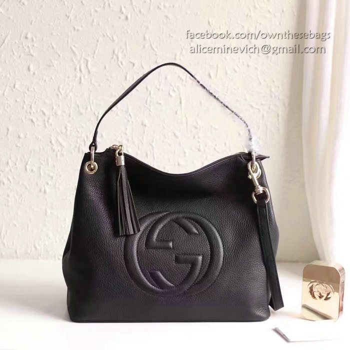 Gucci Soho Leather Hobo Bag Black 408825