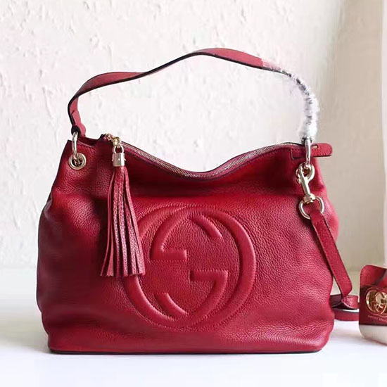 Gucci Soho Leather Hobo Bag Red 408825