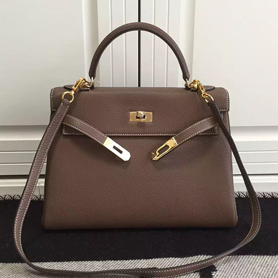 Hermes Kelly 28 Tote Bag in Chocolate Togo Leather HK0928