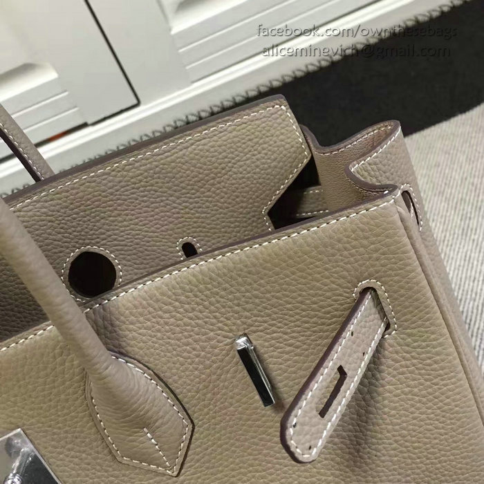 Hermes Birkin 35 Tote Bag in Light Grey Togo Leather Silver Hardware HB1210
