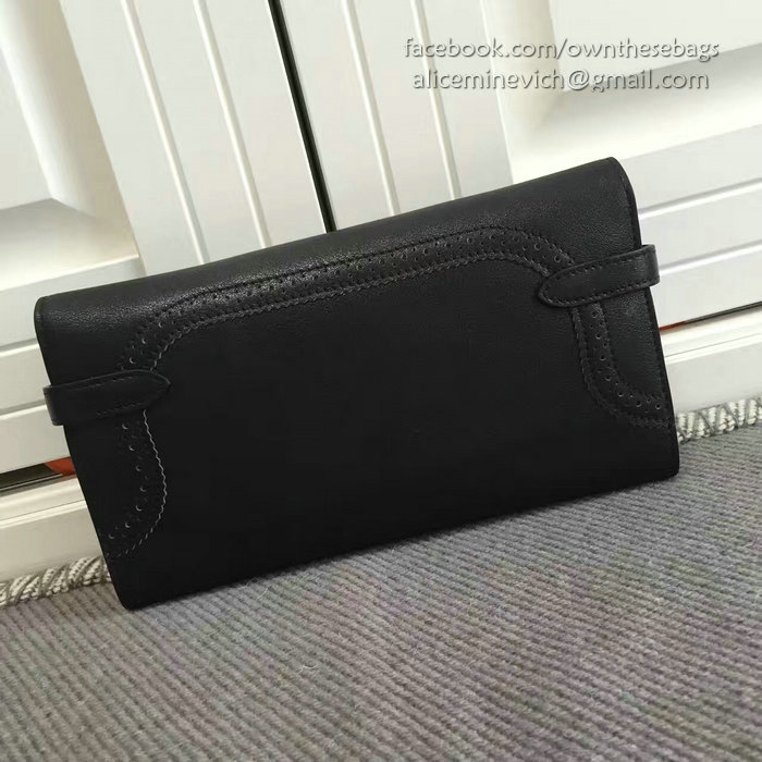 Hermes Kelly Clutch Bag in Black Swift Leather HK1210
