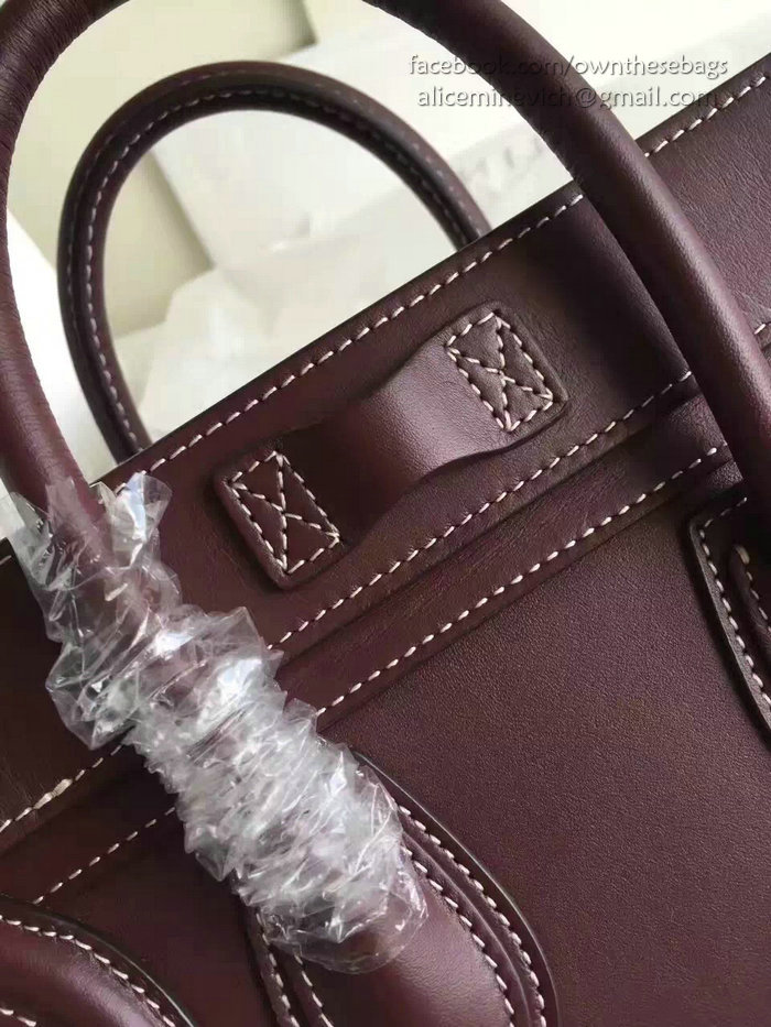 Celine Nano Luggage Burgundy Original Leather CL112510