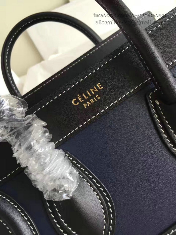 Celine Nano Luggage Denim Blue&Pink Original Leather CL112510