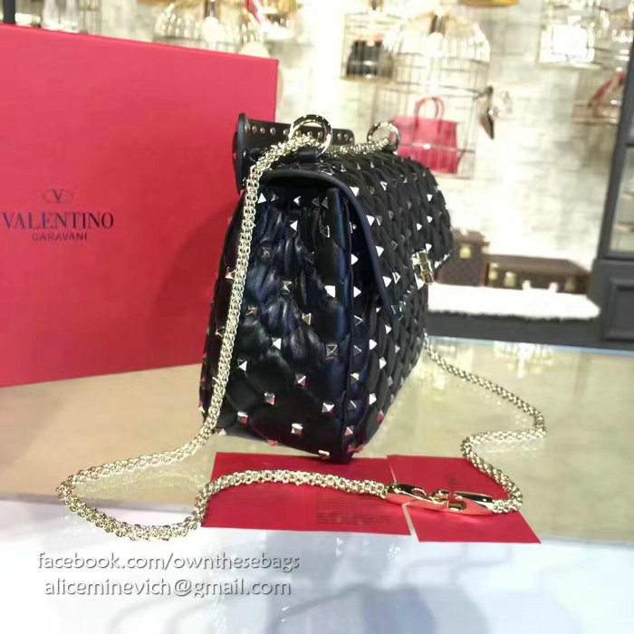 Valentino Garavani Rockstud Spike Bag Black Lambskin V1124