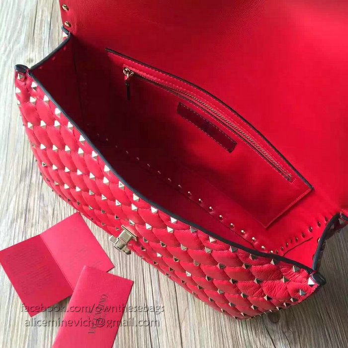 Valentino Garavani Rockstud Spike Bag Red Lambskin V1124