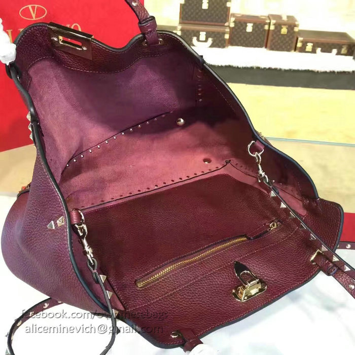 Valentino Rockstud Purple Medium Tote Bag V1125