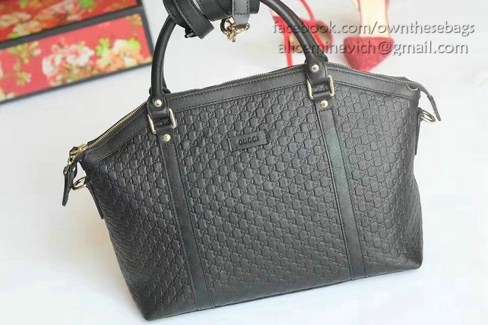 Gucci Black Gucci Signature Leather Top Handle Bag 449655