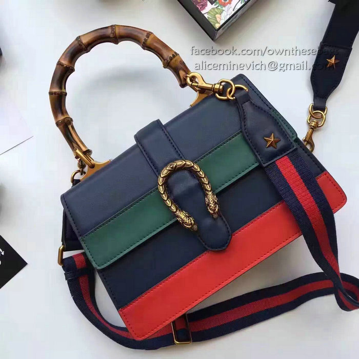 Gucci Dionysus Leather Top Handle Bag Blue/Green/Red 448075
