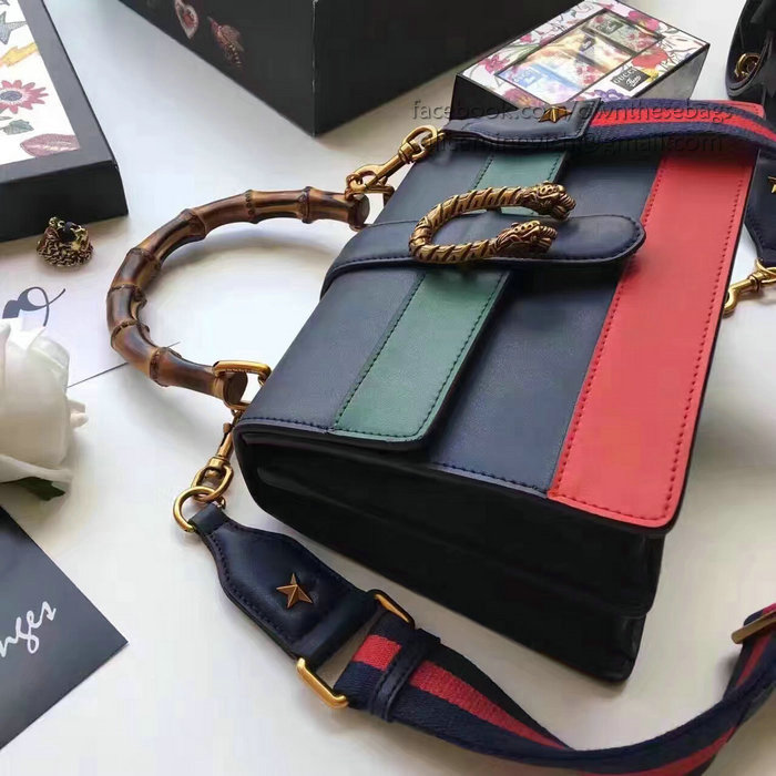 Gucci Dionysus Leather Top Handle Bag Blue/Green/Red 448075