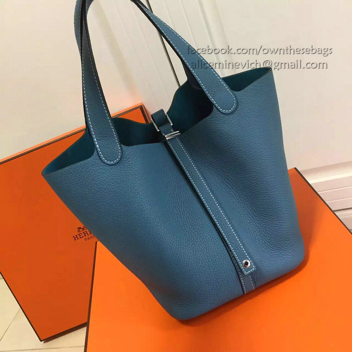 Hermes Picotin Lock 22 Tote Bag Togo Leather Blue HP1112