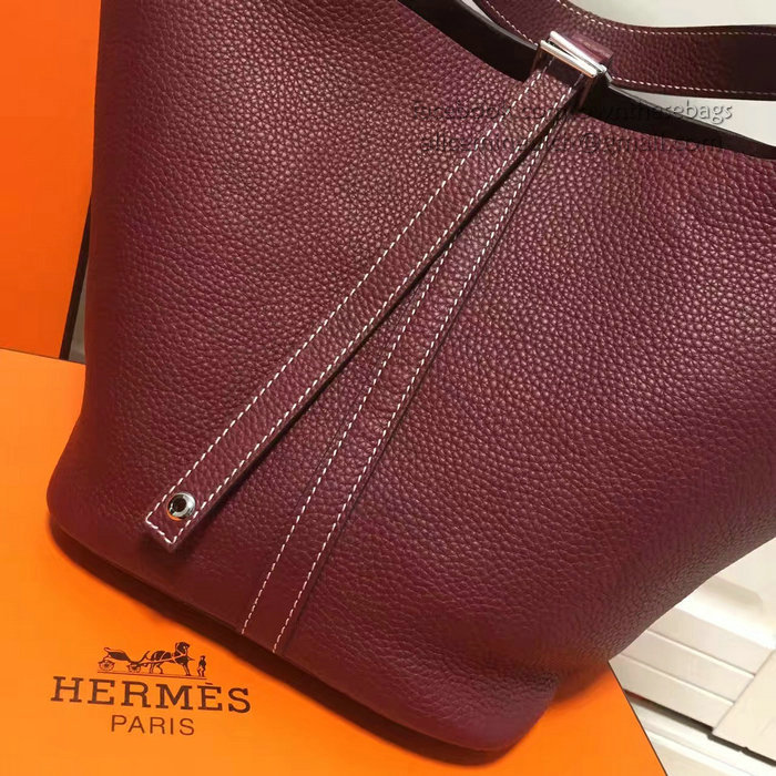 Hermes Picotin Lock 22 Tote Bag Togo Leather Burgundy HP1112