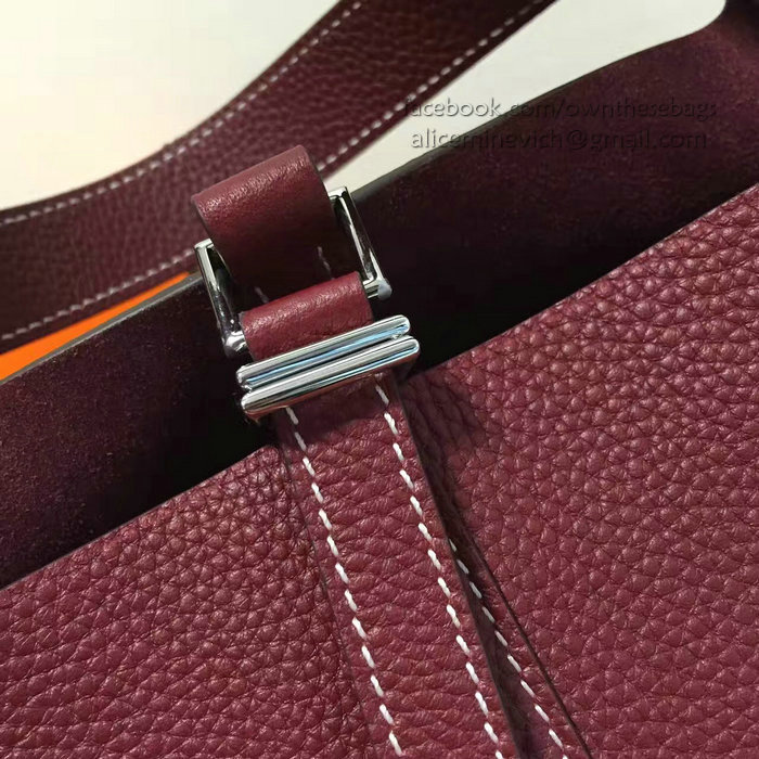 Hermes Picotin Lock 22 Tote Bag Togo Leather Burgundy HP1112