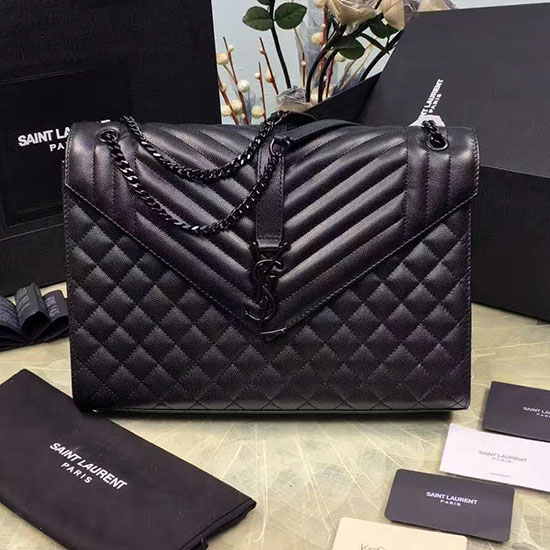 Yves Saint Laurent Large Chain Shoulder Bag Black Calfskin Y221250
