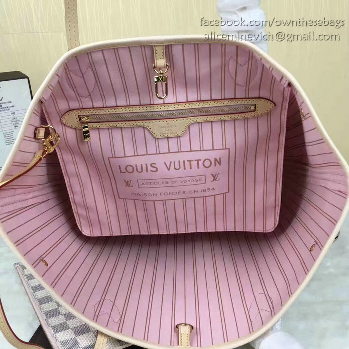 Louis Vuitton Damier Azur Canvas Neverfull MM N41605 Pink