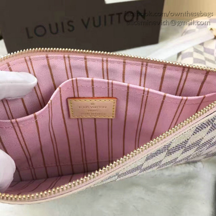 Louis Vuitton Damier Azur Canvas Neverfull MM N41605 Pink