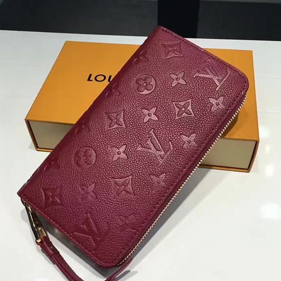 Louis Vuitton Monogram Empreinte Zippy Long Wallet Burgundy M60571