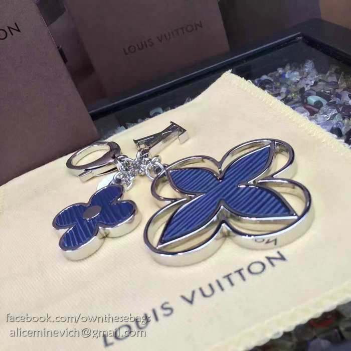Louis Vuitton Bag Charm Rimi Key Holder Blue&Silver M61013