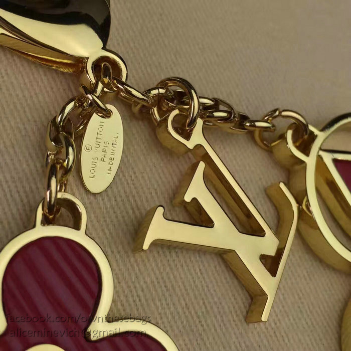 Louis Vuitton Bag Charm Rimi Key Holder Red&Gold M61013