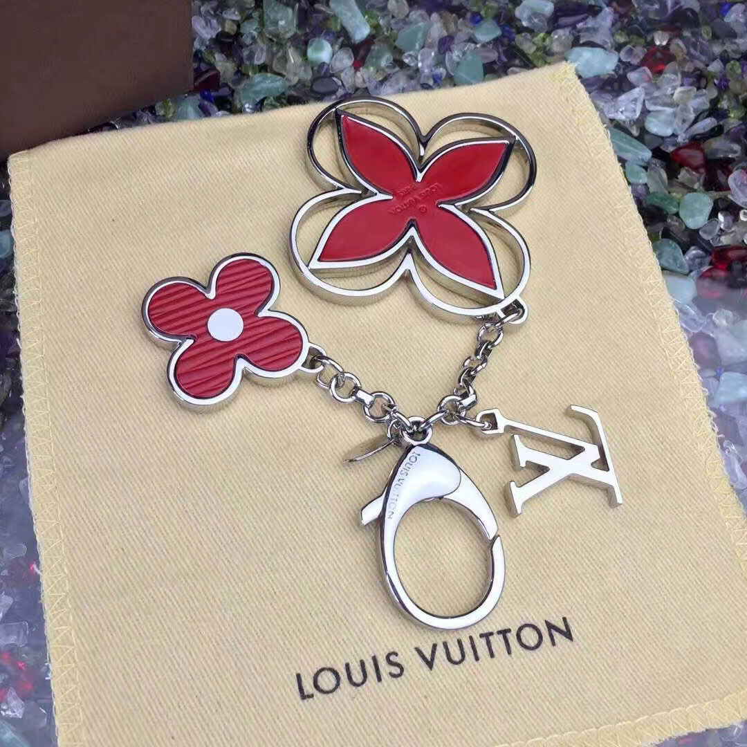 Louis Vuitton Bag Charm Rimi Key Holder Red&Silver M61013