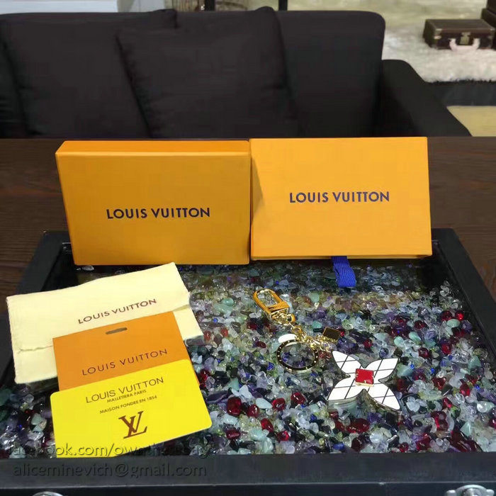Louis Vuitton Malletage Flowers Bag Charm Key Holder Metal M67383