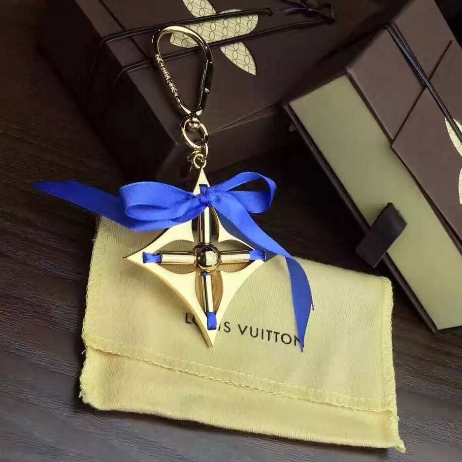 Louis Vuitton Ribbon Bag Charm Key Chain Light Blue M61023