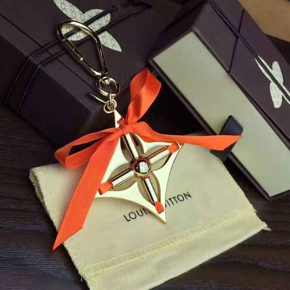 Louis Vuitton Ribbon Bag Charm Key Chain Orange M61023