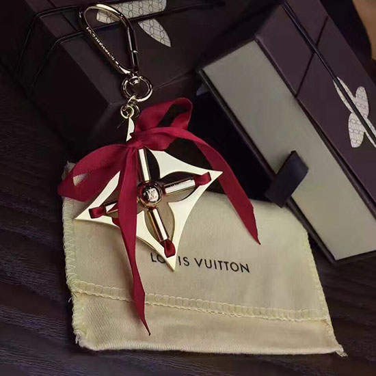 Louis Vuitton Ribbon Bag Charm Key Chain Red M61023