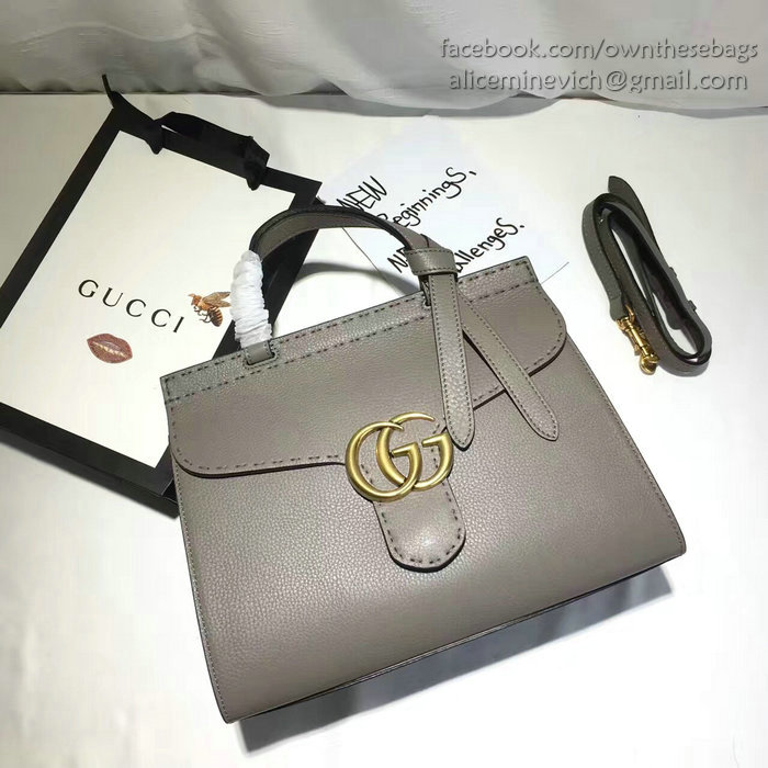 Gucci GG Marmont Leather Top Handle Bag Grey 421890