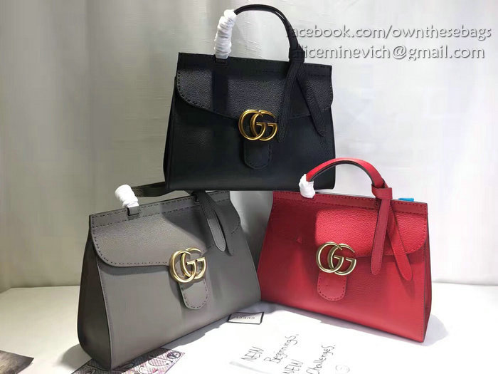 Gucci GG Marmont Leather Top Handle Bag Grey 421890