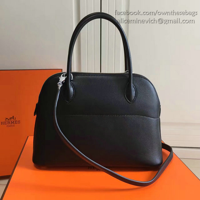 Hermes Bolide 27 Bag in Black Swift Leather HB2701