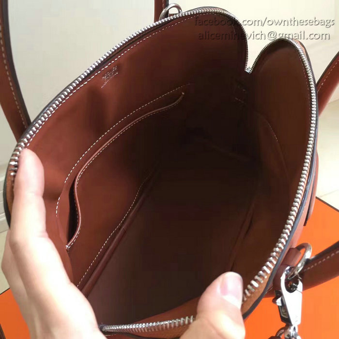 Hermes Bolide 27 Bag in Coffee Swift Leather HB2701