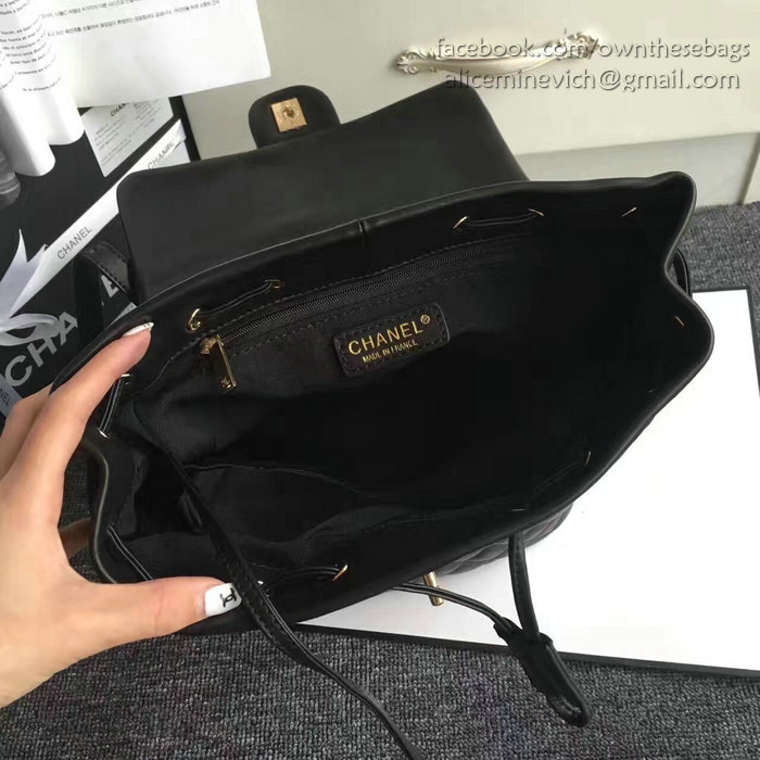Chanel Urban Spirit Quilted Lambskin Large Backpack Black Gold Hardware 170301