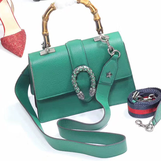 Gucci Dionysus Leather Top Handle Bag Green 448075