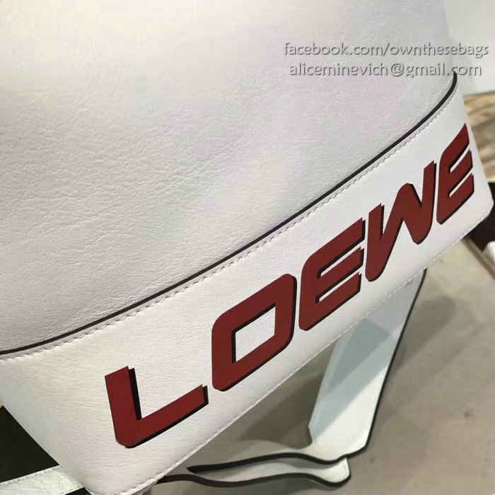 Loewe T Bucket Bag in White Original Calf Leather 290360