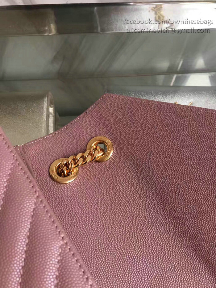 Saint Laurent Monogram Large Grained Chain Shoulder Bag Pink Y230310
