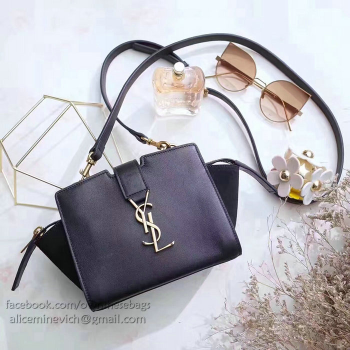 Toy YSL Mini Cabas Bag In Black Leather 452322