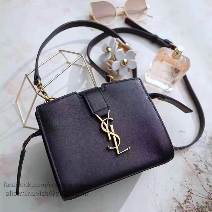 Toy YSL Mini Cabas Bag In Black Leather 452322
