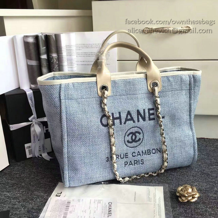Chanel Blue Canvas Large Deauville Shopping Bag A68046