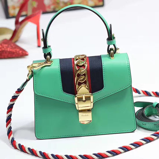 Gucci Sylvie Leather Mini Bag Light Green 470270