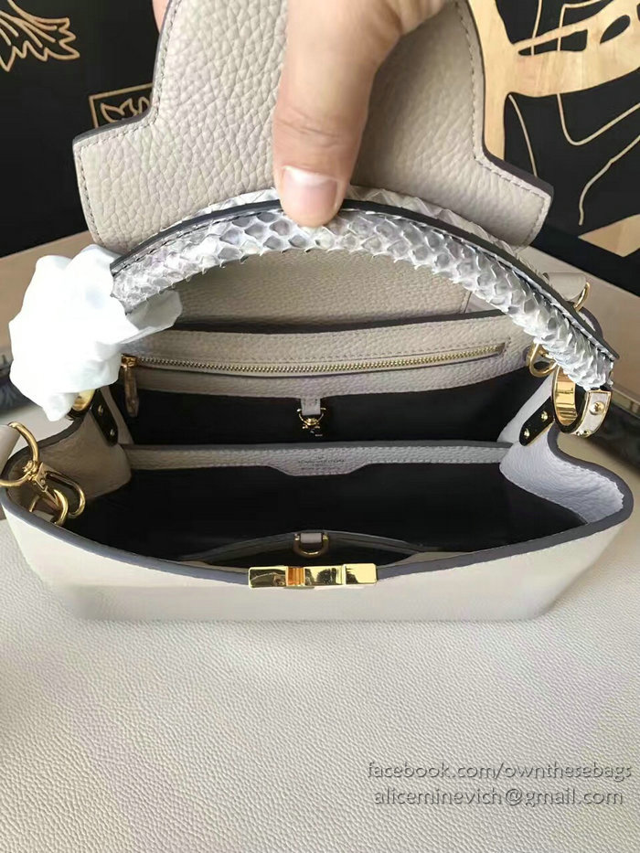 Louis Vuitton Taurillon Leather Capucines PM Grey N92800