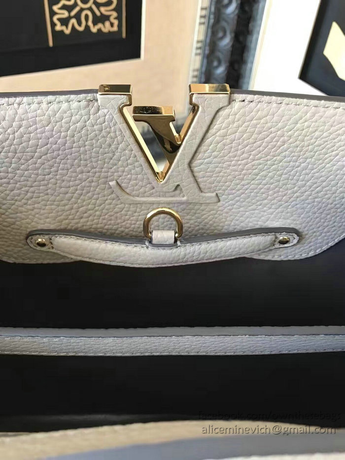 Louis Vuitton Taurillon Leather Capucines PM Grey N92800