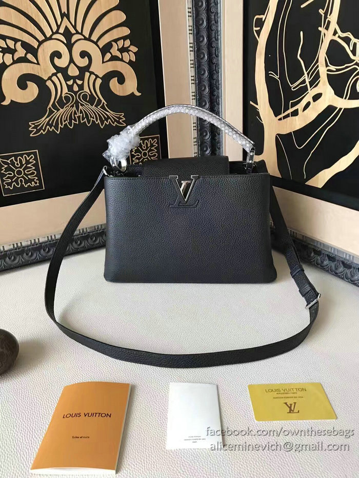 Louis Vuitton Taurillon Leather Capucines PM Black N92800