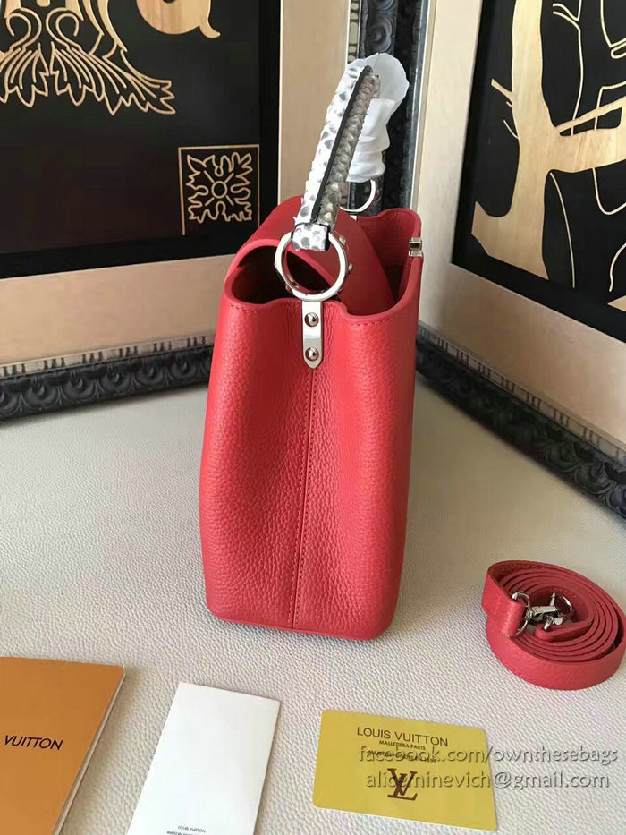 Louis Vuitton Taurillon Leather Capucines PM Red N92800