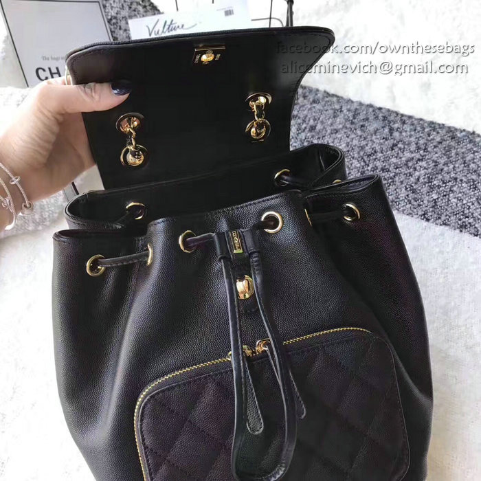Chanel Grained Calfskin Backpack Black A93748
