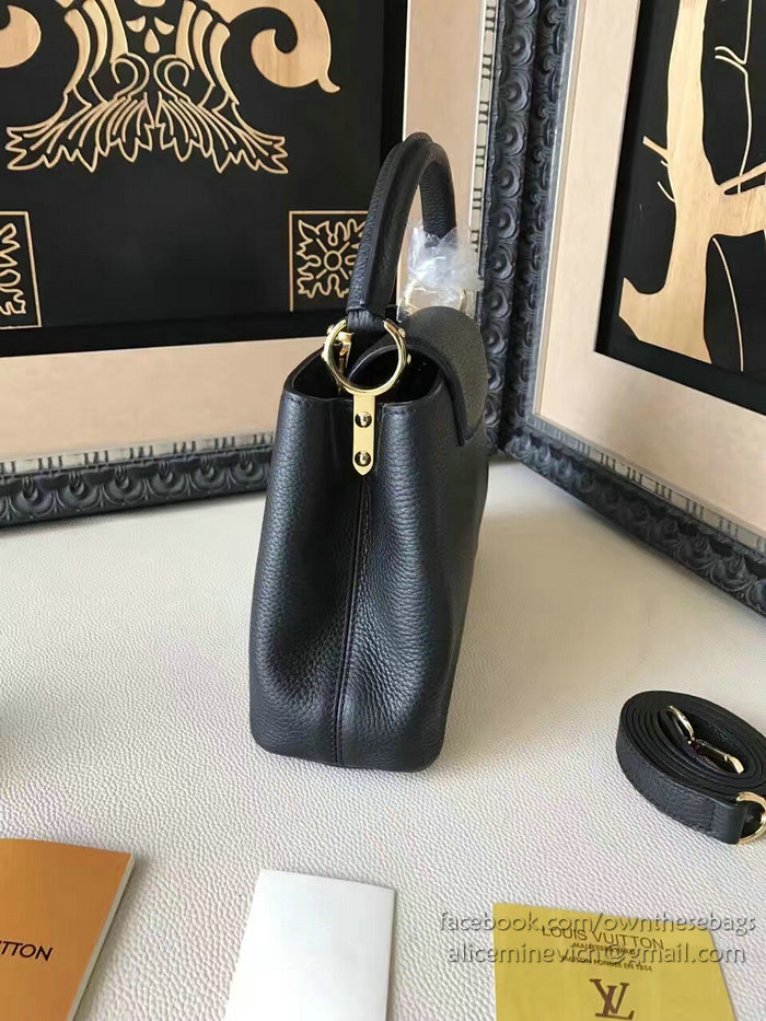 Louis Vuitton Taurillon Leather Capucines PM Black M42237