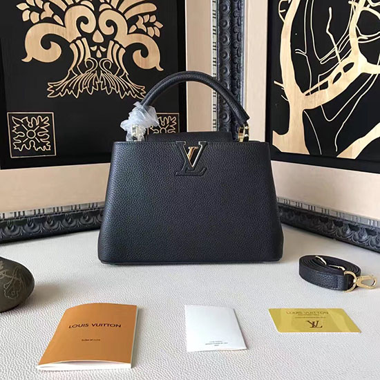 Louis Vuitton Taurillon Leather Capucines PM Black M42237