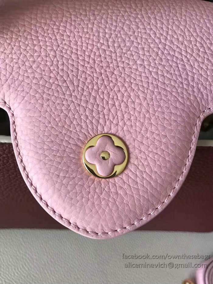 Louis Vuitton Taurillon Leather Capucines PM Burgundy and Pink M42237