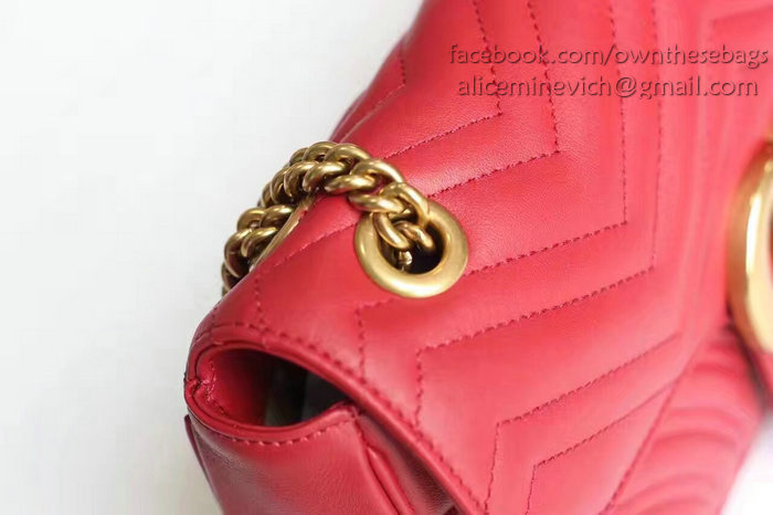 Gucci GG Marmont Matelasse Shoulder Bag Red 443496