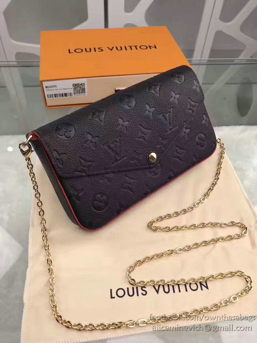Louis Vuitton Monogram Empreinte Pochette Felicie Marine Rouge M64065